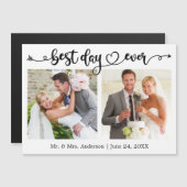 Best Day Ever Calligraphy Heart Photo Magnet Card (Voorkant / Achterkant)