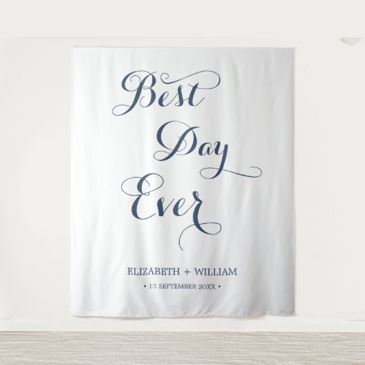 Best Day Ever Calligraphy Weduwfoto Backdrop Wandkleed (Voorkant)