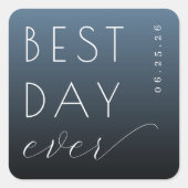 Best Day Ever Celebration Blue Minimalist Vierkante Sticker (Voorkant)