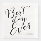 Best Day Ever Classic Script Calligraphy Weddensch Servet (Voorkant)