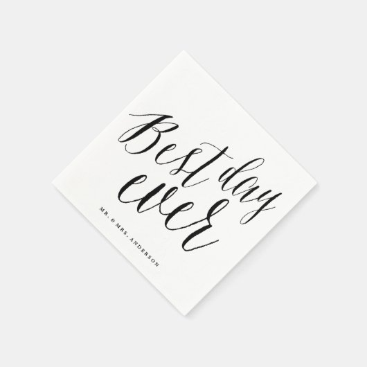 Best Day Ever Classic Script Calligraphy Weddensch Servet (Hoek)
