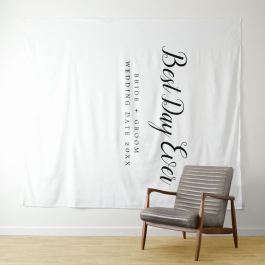Best Day Ever Custom Backdrop Weddenschap Wandkleed (In Situ (horizontaal))