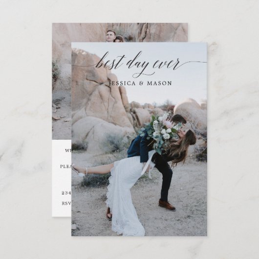 Best Day Ever Eloped Aankondiging Uitnodigen (Voorkant / Achterkant)