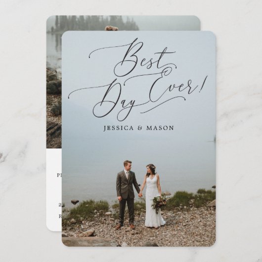 Best Day Ever Eloped Aankondiging Uitnodigen (Voorkant / Achterkant)