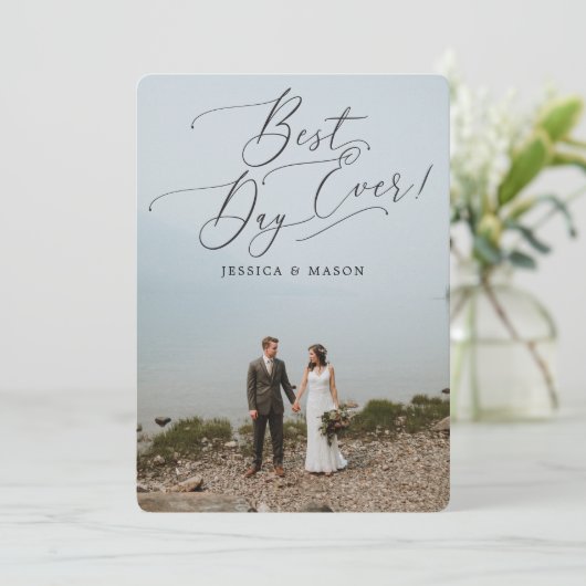 Best Day Ever Eloped Aankondiging Uitnodigen (Staand voorkant)