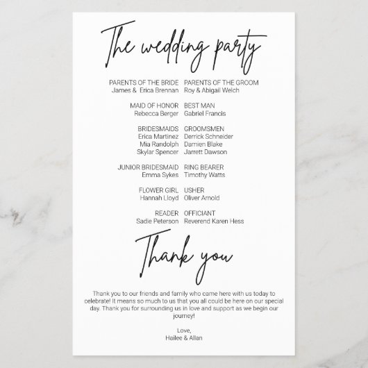Best Day Ever | Minimalist Wedding Itinerary Flyer (Achterkant)