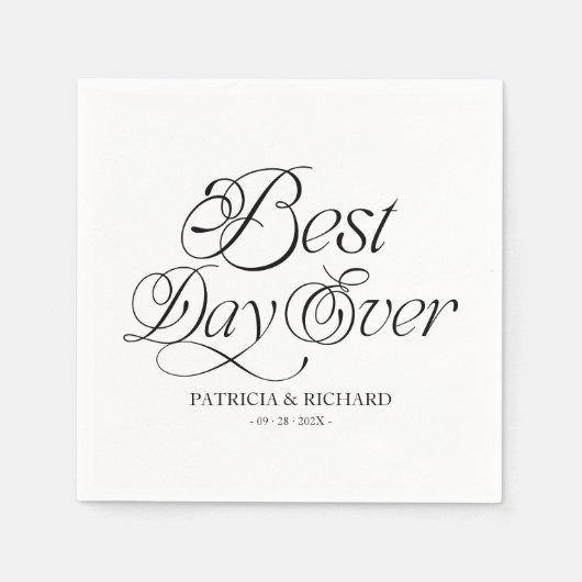 Best Day Ever Modern Minimalist Wedding Servet (Voorkant)