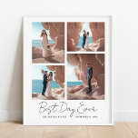 Best Day Ever Passen getrouwd Weddenschap 4 Foto C Poster<br><div class="desc">Dit afgedrukte ontwerp voegt uw eigen beste dag ooit Passen getrouwd Wedding 4 Foto Collage Print Poster toe dat kan worden aangepast met jouw tekst. Klik op de knop "Aanpassen" en gebruik onze ontwerptool om deze sjabloon te wijzigen. Bekijk de grafische kunstontwerpopslag voor andere producten die bij dit ontwerp passen!...</div>