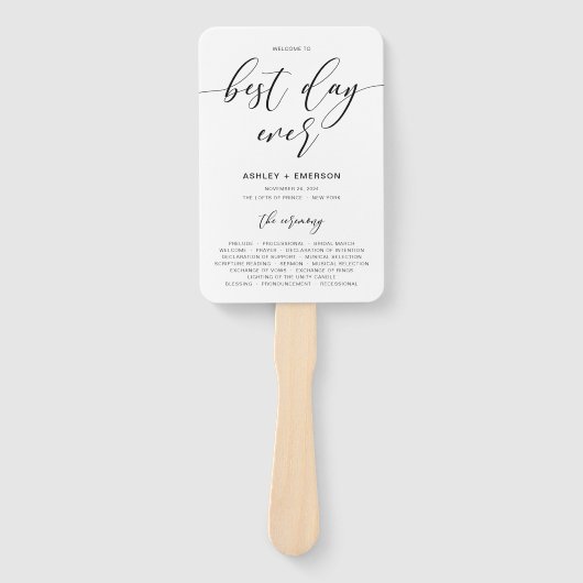 Best Day Ever Rustic Wedding Program Handfans Handwaaier (Voorkant)