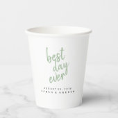 Best Day Ever Sage Green Weddenschap Paper cup Papieren Bekers (Voorkant)