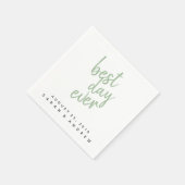 Best Day Ever Sage Green Wedding Cocktail Napkin Servet (Hoek)