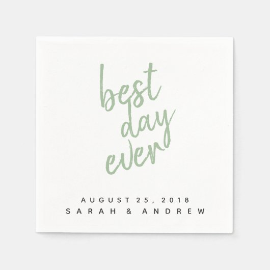 Best Day Ever Sage Green Wedding Cocktail Napkin Servetten (Voorkant)