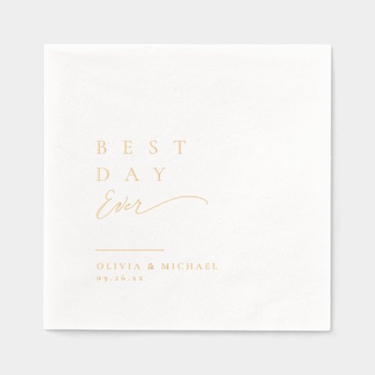 Best Day Ever Simply Typography Modern Wedding Folie Servetten (Voorkant)