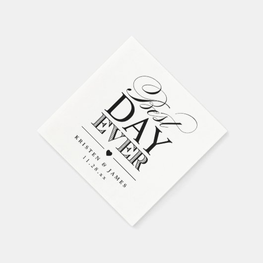 Best Day Ever Typography Script Classy Wedding Servetten (Hoek)