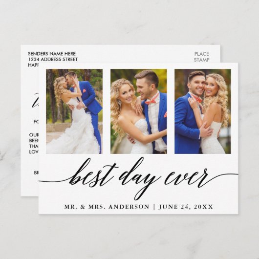 Best Day Ever Weddenschap Fotokalligrafie Hartelij Briefkaart (Voorkant / Achterkant)