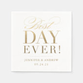 Best Day Ever Weddenschap Napkin Gold Servet (Voorkant)