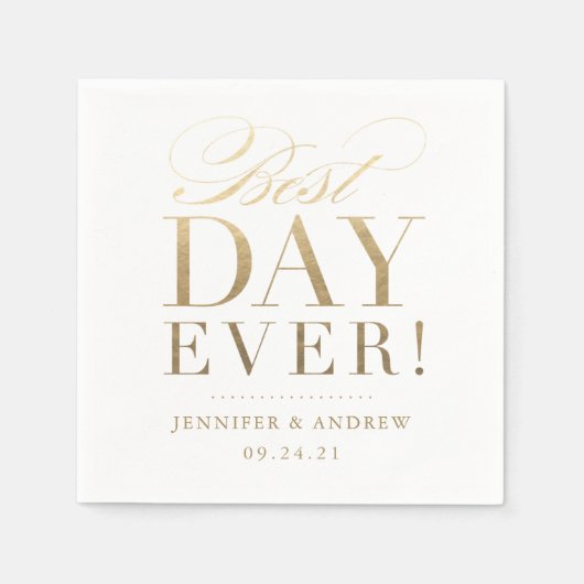 Best Day Ever Weddenschap Napkin Gold Servet (Voorkant)