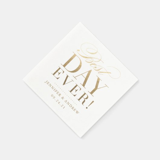 Best Day Ever Weddenschap Napkin Gold Servet (Hoek)
