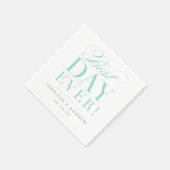 Best Day Ever Wedding Napkin Aqua Servet (Hoek)