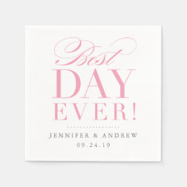 Best Day Ever Wedding Napkin Pink Servet