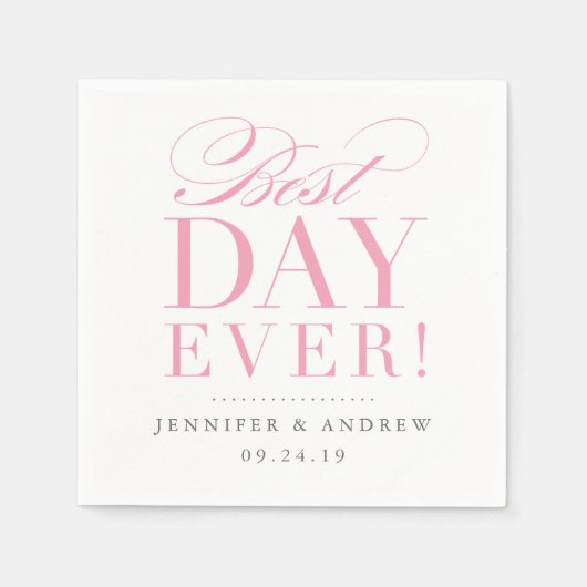 Best Day Ever Wedding Napkin Pink Servet (Voorkant)