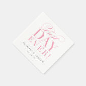 Best Day Ever Wedding Napkin Pink Servet (Hoek)