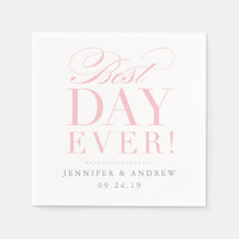 Best Day Ever Wedding Napkin Pink Servetten