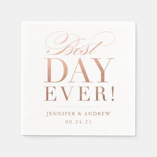 Best Day Ever Wedding Napkin Roos Gold Servet (Voorkant)