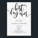 Best Day Ever Wedding Order of Ceremony Programmakaart<br><div class="desc">Dit programma begint met de woorden "beste dag ooit" als een leuke manier om je bruiloft te beginnen. Laat uw gasten de belangrijke informatie tijdens uw ceremonie in een leuk programma kennen.</div>