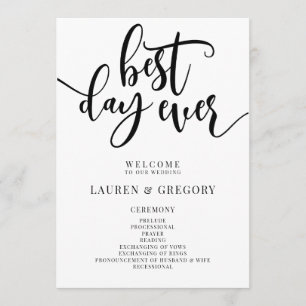 Best Day Ever Wedding Order of Ceremony Programmakaart
