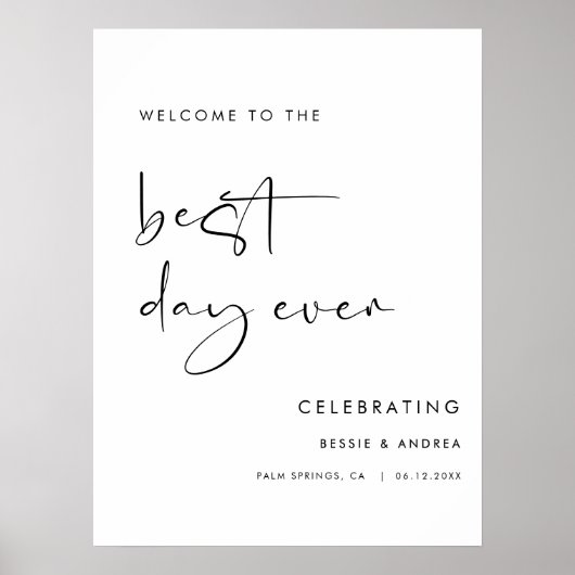 Best Day Ever Wedding Welcome Sign Poster (Voorkant)