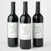 Best Day Sage Green Personalized Wine Label Wijn Etiket (Flessen)