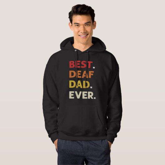 Best Deaf Dad Ever ASL Hand Sign Language Deaf Pri Hoodie (Voorkant volledig)