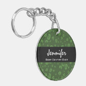 Best Dentist Ever Custom Name Green Leopard Sleutelhanger (Voorkant Links)