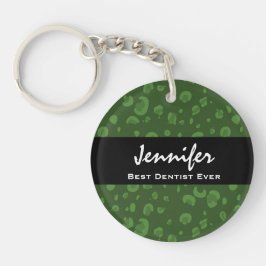 Best Dentist Ever Custom Name Green Leopard Sleutelhanger