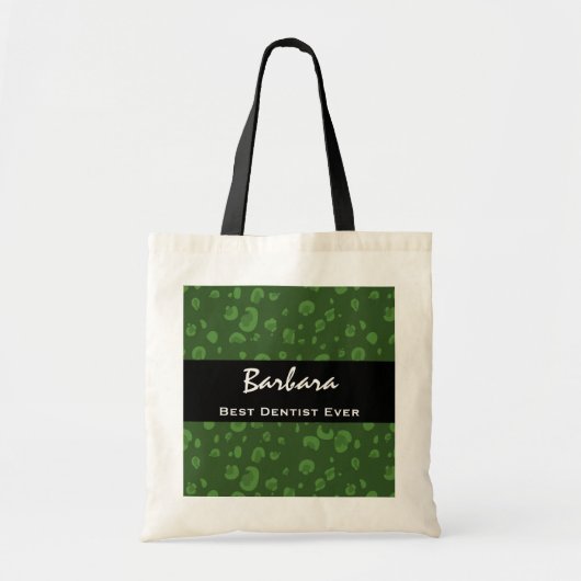 Best Dentist Ever Custom Name Green Leopard Tote Bag (Voorkant)