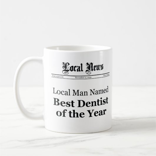Best Dentist of The Year Newspaper Style Mug - Men Koffiemok (Links)