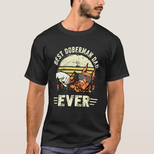 Best Doberman Dad Ever Sunset Retro T-shirt (Voorkant)