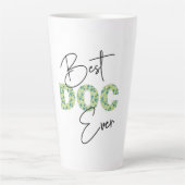 Best Doc Ever Script & Floral Block Lettering Latte Mok (Voorkant)