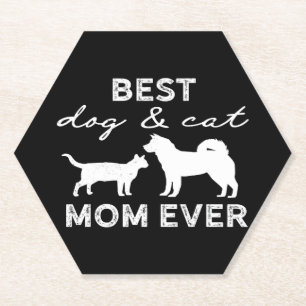 Best Dog and Cat Mam Gift Cute Crazy Cat Lady Dog Kartonnen Onderzetters