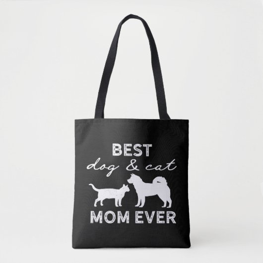 Best Dog and Cat Mam Gift Cute Crazy Cat Lady Dog Tote Bag (Voorkant)