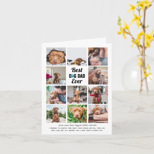 Best Dog Dad | 11 Fotocollage-Vaderdag Kaart (Gele Bloem)