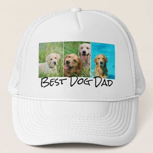 Best Dog Dad 3 Photo Collage Trucker Hat Pet (Voorkant)