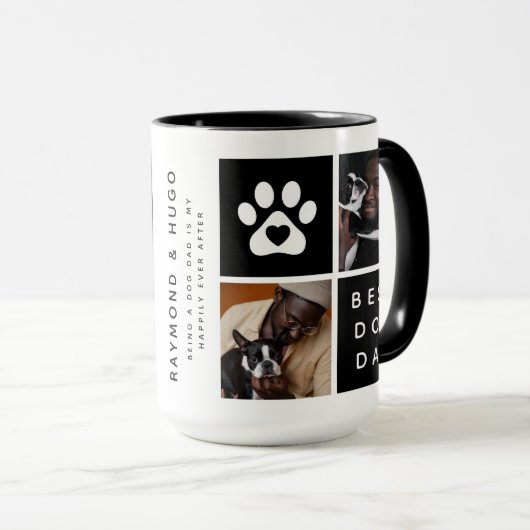 Best Dog Dad 4 x Photo Collage Grid Mok (Voorkant rechts)