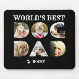 Best Dog Dad 6 Photo Collage Black Muismat