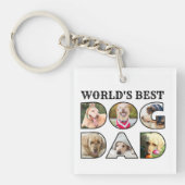 Best Dog Dad 6 Photo Collage Hondenliefhebber Key Sleutelhanger (voorkant)