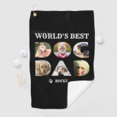 Best Dog Dad 6 Photo Collage Paw Black Golfhanddoek (Insitu)