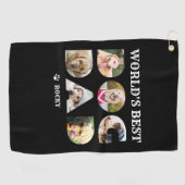 Best Dog Dad 6 Photo Collage Paw Black Golfhanddoek (Horizontaal)