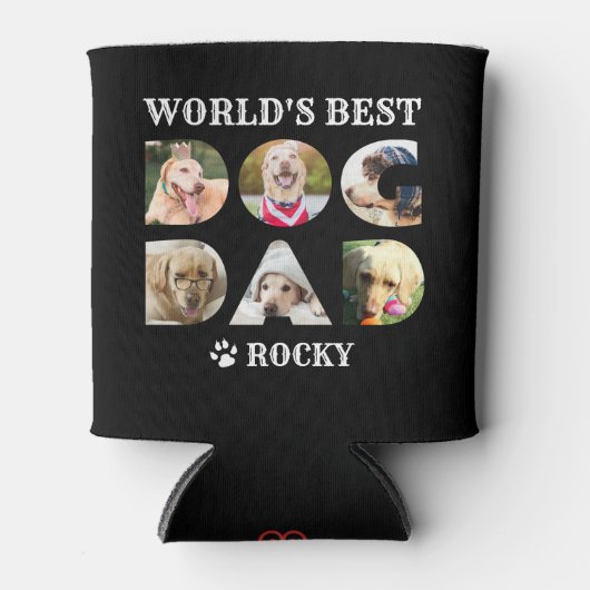 Best Dog Dad 6 Photo Collage Paw Hondenliefhebber Blikjeskoeler (Voorkant)