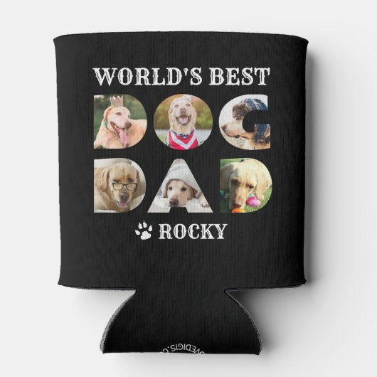 Best Dog Dad 6 Photo Collage Paw Hondenliefhebber Blikjeskoeler (Achterkant)